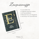 Zeugnismappe bestickt mit großem Buchstabenin gold, personalsiert