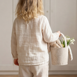 Osterkörbchen beige Filz Hase mit Plüschohren, personalisierbar