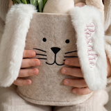 Osterkörbchen beige Filz Hase mit Plüschohren, personalisierbar