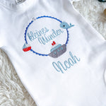 Babybody bestickt mit Name, kleines Wunder, maritim, Wal, Schiff