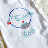 Babybody bestickt mit Name, kleines Wunder, maritim, Wal, Schiff